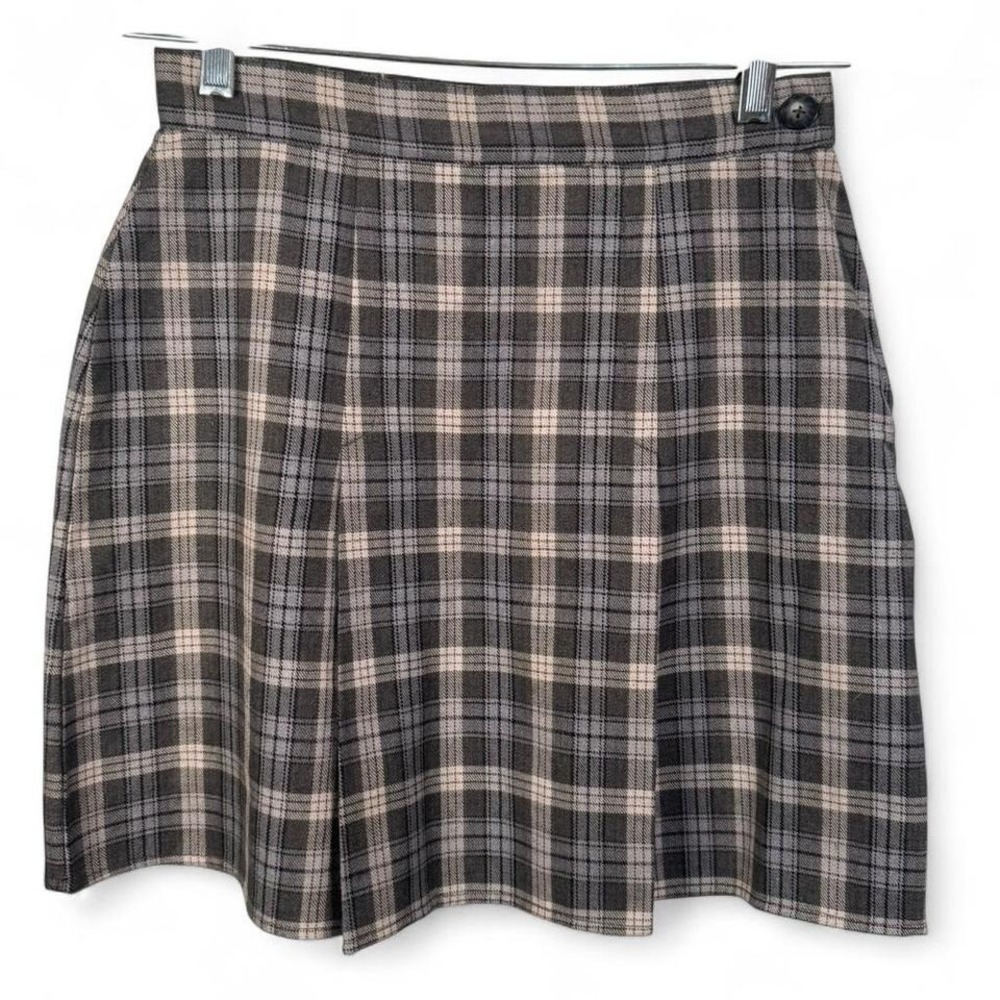 Vintage Old Navy Y2K Grey and white plaid pleated mini skirt‎ size 2